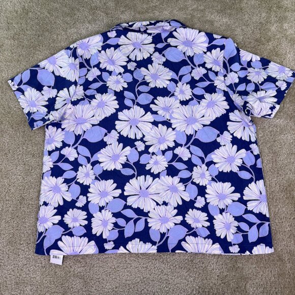 Gap Shirt Men's Large Blue White Floral Hawaiian Camp Collar Button Up NWT E841 - Picture 6 of 9